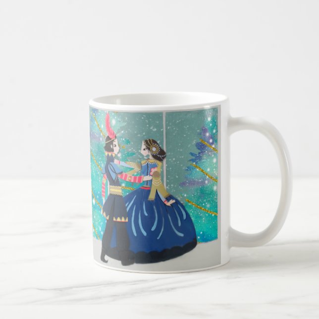 Christmas Love Dancing Couple Glittering Trees Coffee Mug (Right)