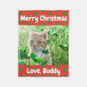 Christmas Love Dog Cat Dad Mom Pet Photo Fleece Blanket