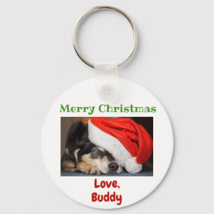 Christmas Love Dog Cat Dad Mom Pet Photo Keychain