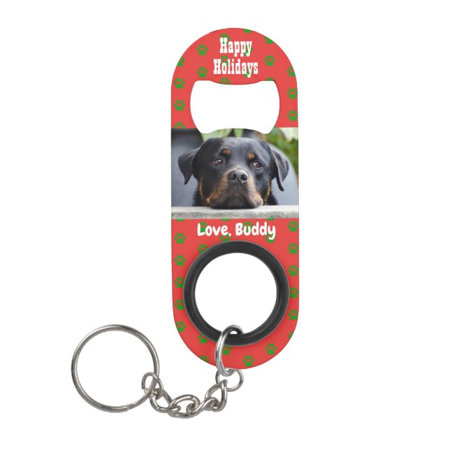 Christmas Love Dog Dad Mom Pet Photo Keychain Bottle Opener (Front)