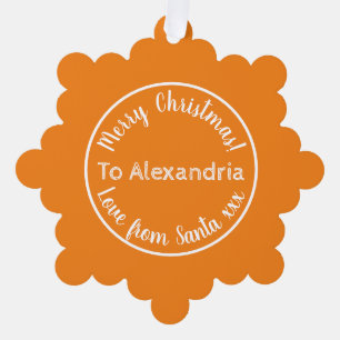 Christmas Love From Santa Orange Ornament Card