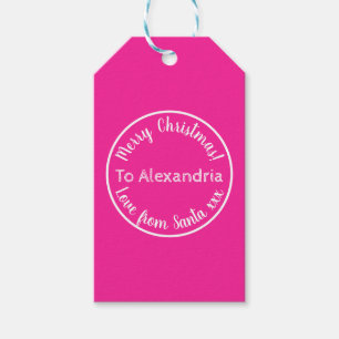 Christmas Love From Santa Personalized Hot Pink Gift Tags