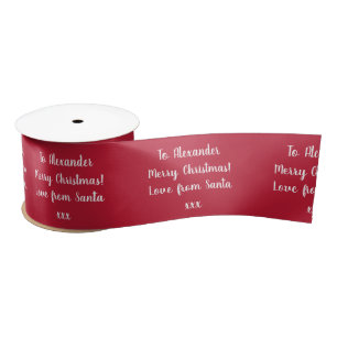 Christmas Love From Santa Personalized Red Satin Ribbon