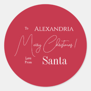 Christmas Love From Santa Red Personalized Classic Round Sticker