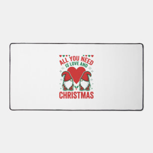 Christmas Love Heart Santa Gnome Design Desk Mat