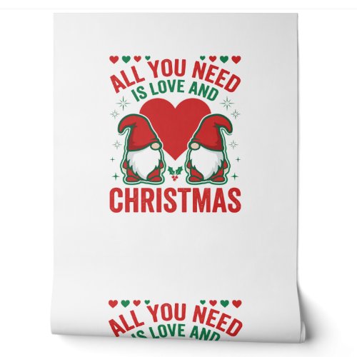Christmas Love Heart Santa Gnome Design Wallpaper