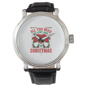 Christmas Love Heart Santa Gnome Design Watch