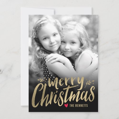 Christmas Love Holiday Photo Card Gold