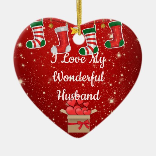 Christmas Love Husband Ceramic Ornament