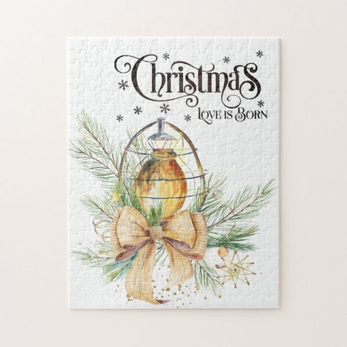 Christmas Love is Born Glowing Lantern  Jigsaw Puzzle