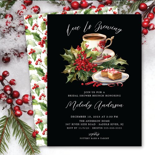 Christmas Love Is Brewing Bridal Shower Invitation