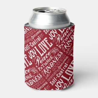 Christmas Love Joy Fruit of the Spirit Typography Can Cooler