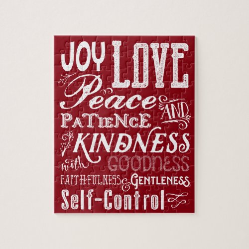 Christmas Love Joy Fruit of the Spirit Typography Jigsaw Puzzle