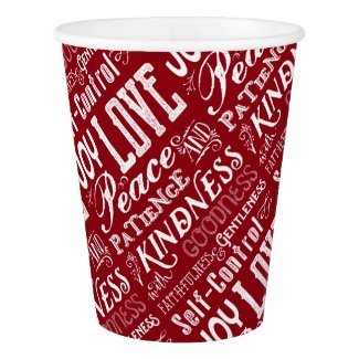 Christmas Love Joy Fruit of the Spirit Typography Paper Cup