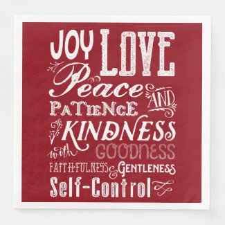 Christmas Love Joy Fruit of the Spirit Typography Paper Dinner Napkin
