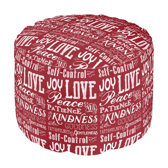 Christmas Love Joy Fruit of the Spirit Typography Pouf