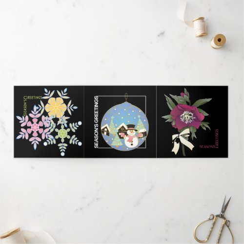 Christmas Love Laughter Light Tri_Fold Holiday Card