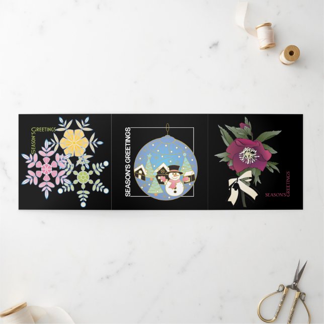 Christmas Love Laughter Light Tri-Fold Holiday Card (Outside)