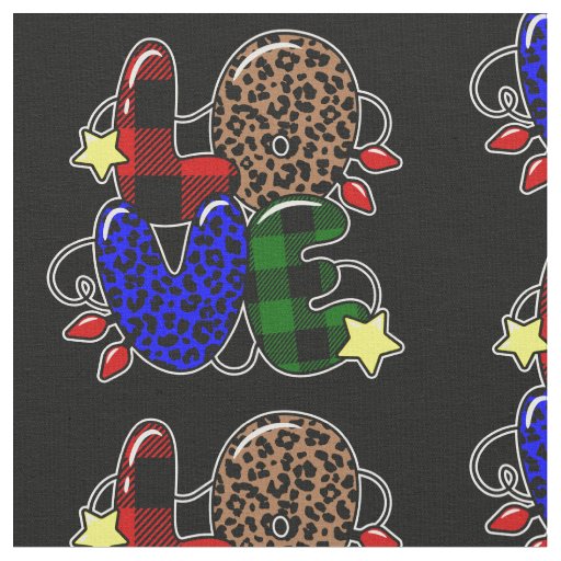 christmas love leopard animal print fabric