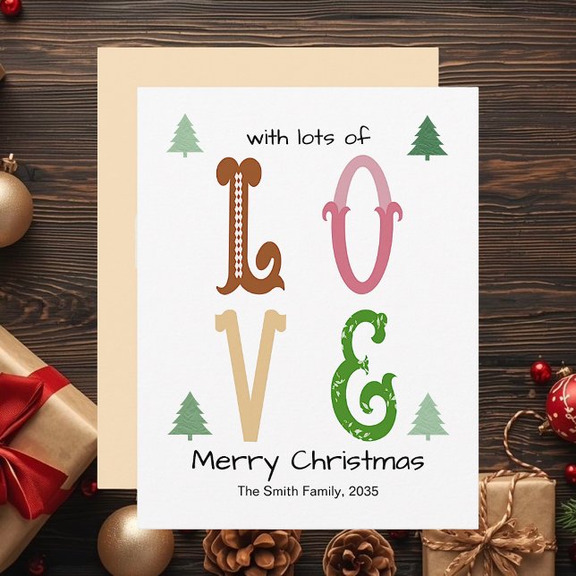 Christmas Love Modern Typography Flat Holiday Card (Christmas Love Modern Typography Flat Holiday Card )