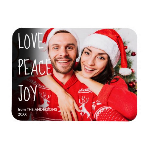 Christmas Love Peace Joy Modern Photo Holiday Magnet