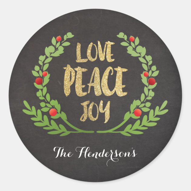 CHRISTMAS LOVE PEACE JOY WREATH STICKERS