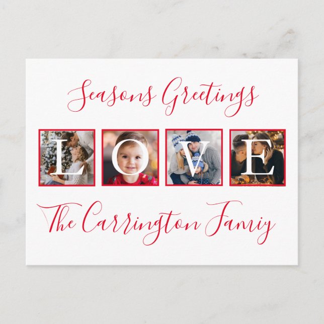 Christmas Love Photo Holiday Christmas Postcard (Front)