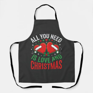 Christmas Love Santa Hat Typography Apron