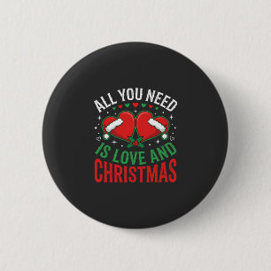 Christmas Love Santa Hat Typography Button