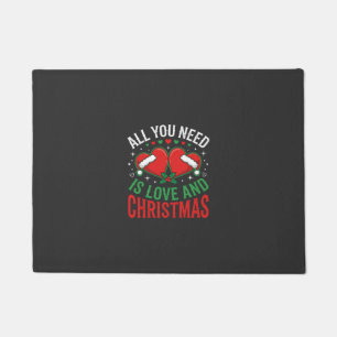 Christmas Love Santa Hat Typography Doormat