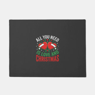 Christmas Love Santa Hat Typography Doormat