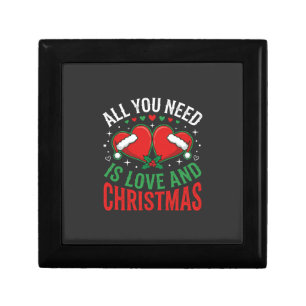 Christmas Love Santa Hat Typography Gift Box