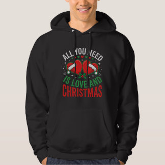 Christmas Love Santa Hat Typography Hoodie