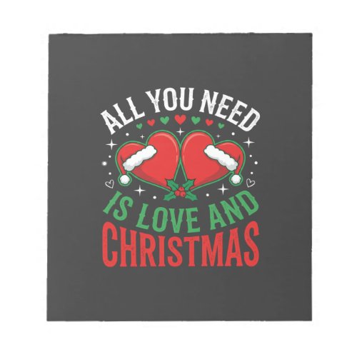 Christmas Love Santa Hat Typography Notepad