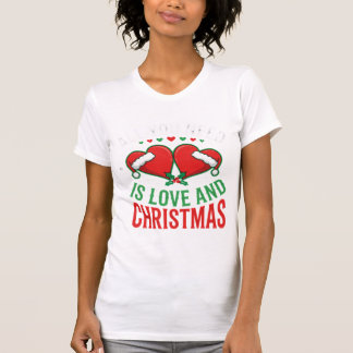 Christmas Love Santa Hat Typography T-Shirt