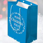 Christmas Love Santa Personalized Name Blue Medium Gift Bag<br><div class="desc">Create your own 'Love,  Santa' gift bag with this fun and festive design! A stylish template,  personalized with the recipient's name and featuring an illustrated border with snowflakes,  holly,  Christmas stockings and stars. An unique way of presenting a gift to someone special! Colors: blue and white.</div>