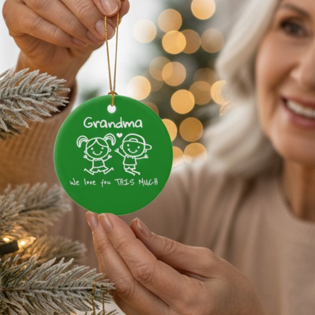 Christmas Love You Grandma Fun Graphic Gift Ceramic Ornament (Creator Uploaded)