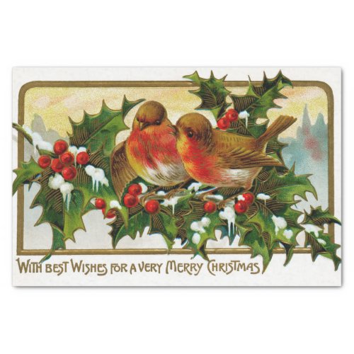 Christmas Lovebirds Amongst Berries and Ivy Tissue Paper