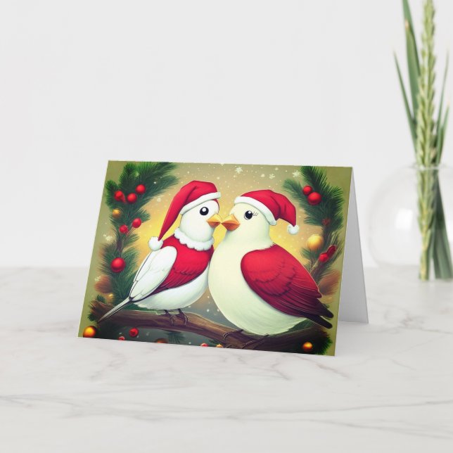 Christmas Lovebirds Holiday Card (Front)