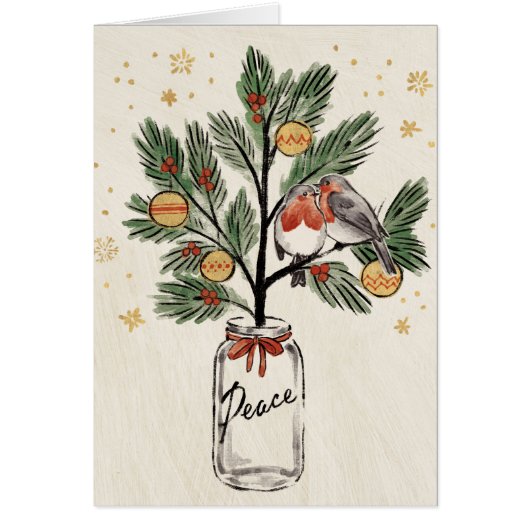 Christmas Lovebirds Peace Cards (Front)