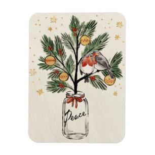 Christmas Lovebirds Peace Magnet