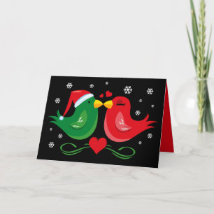 Christmas Lovebirds Personalized Card
