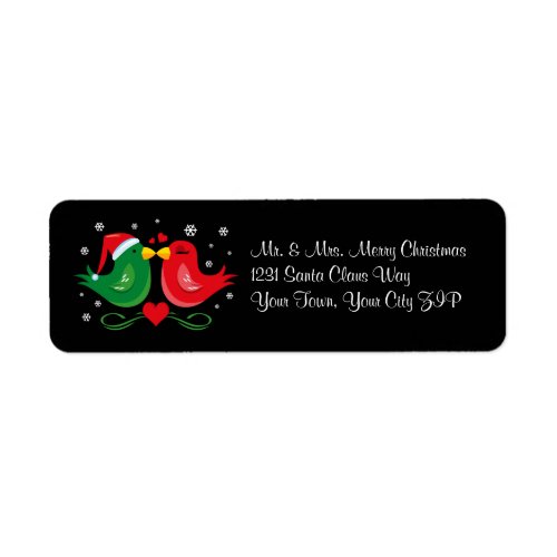 Christmas Lovebirds Personalized Label