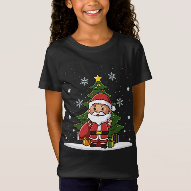Christmas Lovely Cute Kawaii Chibi Santa Claus T-Shirt (Front)