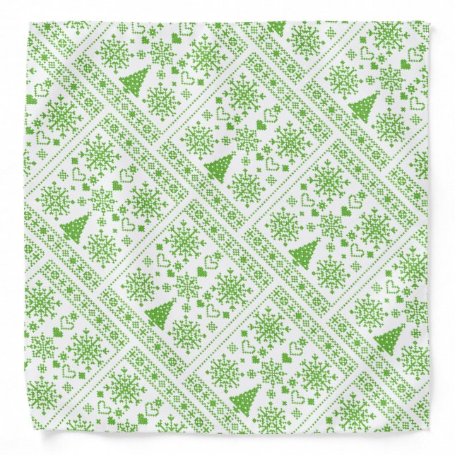 Christmas Lover Cross Pattern Sampler Design Bandana (Front)