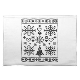 Christmas Lover Cross Pattern Sampler Design Cloth Placemat