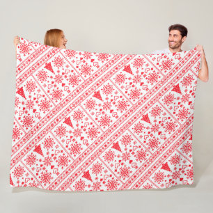 Christmas Lover Cross Pattern Sampler Design Fleece Blanket