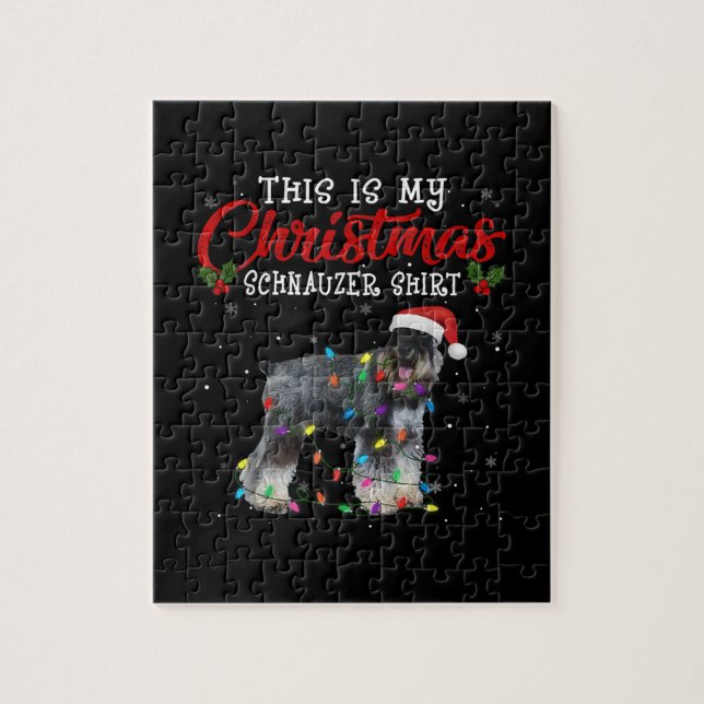 Christmas Lover Schnauzer Dog Dad Mom Funny Boys Jigsaw Puzzle (Vertical)