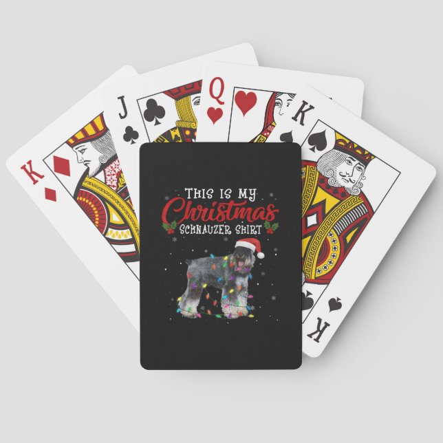Christmas Lover Schnauzer Dog Dad Mom Funny Boys Poker Cards (Back)