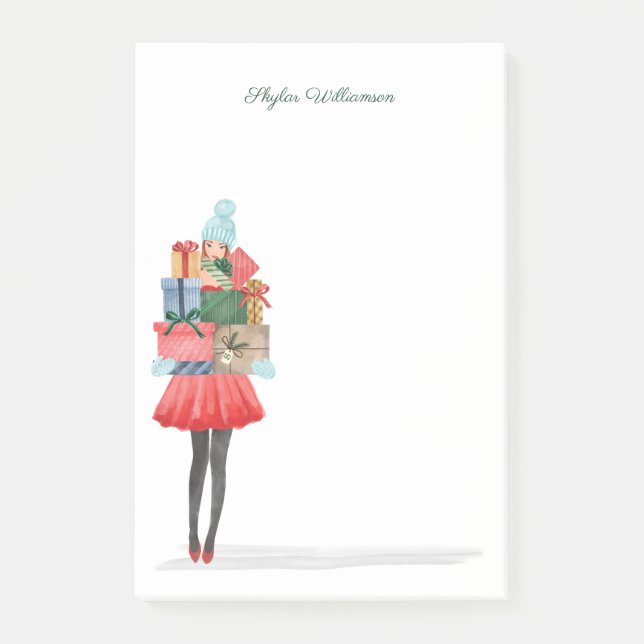 Christmas Lovin Girl Christmas Presents Watercolor Post-it Notes (Front)